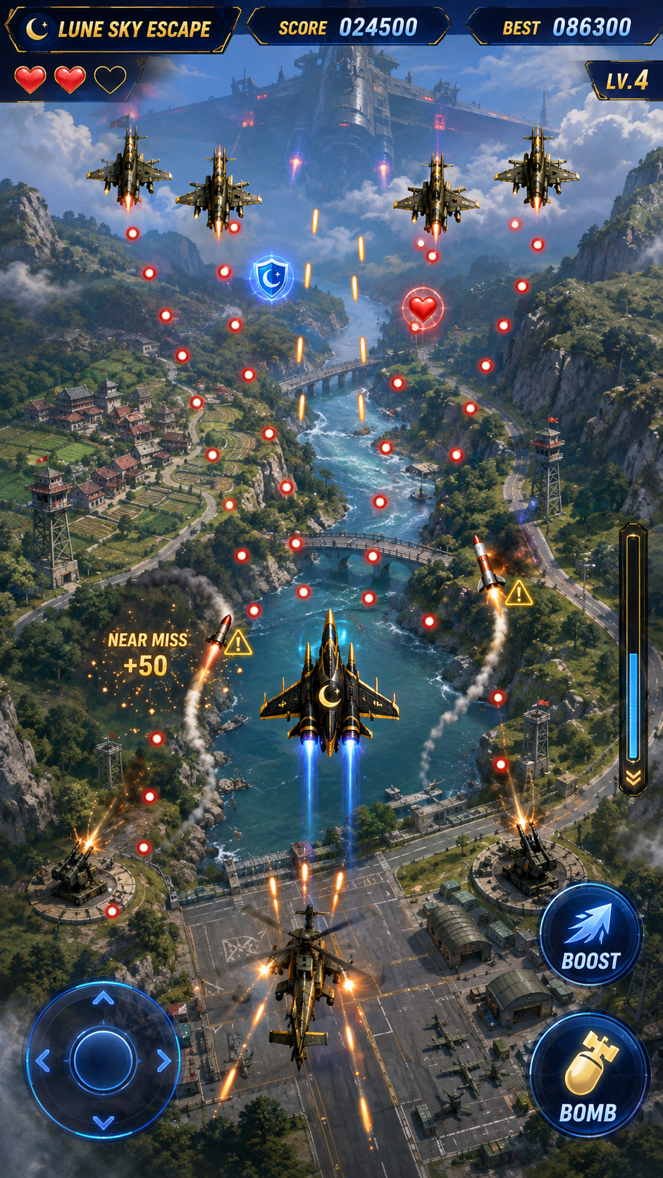 LUNE SKY ESCAPE 비행 슈팅 콘셉트